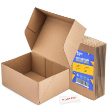 Packaging Hero 10" x 8" x 4" Corrugated Cardboard Mailing Boxes, shipping boxes, gift boxes, e-commerce boxes with free clear round stickers