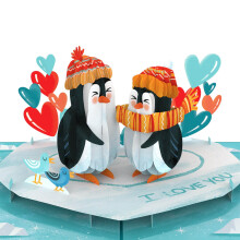 papercrush Pop-Up Christmas Card Penguin - Romantic 3D Love Card for Wife (Girlfriend, Wife, Fiancée)