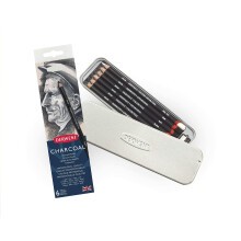 Derwent Charcoal Drawing Pencils, Drawing & Writing, Set Of 6 with Sharpener, Light, Medium, Dark & Tinted Charcoal White, Ideal For Blending & Smudg