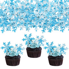 Gyufise 50Pcs Pink Edible Cupcake Cake Toppers Snowflake Cake Decorations for Christmas Winter Frozen Theme Party Supply Decoration Multi