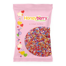 Multicoloured Sugar Strands Sprinkles 55g Sachet - Natural Edible Decorating Vermicelli Sprinkles - Perfect for Baking, Cupcake and Cake Decorations