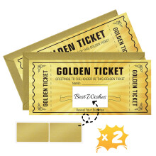 WenmthG 2 PCS Golden Ticket Scratch Card Reveal, Golden Ticket Scratch off Cards with Envelopes