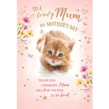 Piccadilly Greetings Mother's Day Card, To a Lovely Mum Kitty Cat - 9 x 6 inches