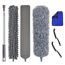 Feather Duster 7Pcs Dusters For Cleaning Extendable Pole Up to 100'', Long Handle Duster Bendable Dusters for Ceiling Chandelier Furniture