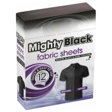 Mighty Black Fabric Revive Sheets 12 Pack Restores Faded Clothes, Prevents Greying, Laundry Colour Booster