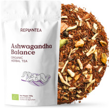 Organic Ashwagandha Balance Tea 100g | Adaptogenic Stress Relief Blend with Turmeric & Ginger | Calming Rooibos Chai Spices for Wellness