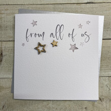 White Cotton Cards From All of Us Handmade Large Greetings Card Stars, XLWB30,22cm x 22cm