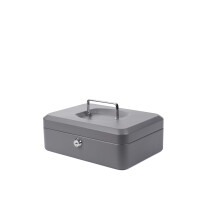 Pavo - Premium 10-Inch Metal Cash Box 25 x 18 x 9 cm with 2 Keys and Removable Change Tray - Dark Grey
