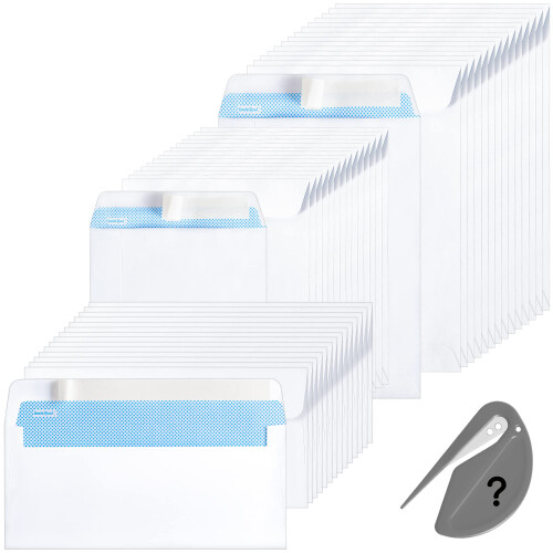 45 White Mailing Envelopes, 100 GSM Mixed Sized Self Seal Greeting Card Envelopes