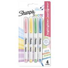 Sharpie S-Note Highlighter Pens | Part Art Marker PenPart Highlighter to DrawWrite & More | Assorted Pastel Colours | Chisel Tip | 4 Count