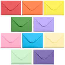 Small Envelopes, 100-Count Mini Envelopes for Gift Cards, Business Cards & Notes, 10 Colours, 10.16 x 6.9 cm