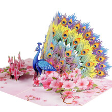 Birthday Card for Women | 3D Pop Up Happy Birthday Greeting for Woman Mom Grandma Daughter (Size 15x20cm - Peacock Cherry)