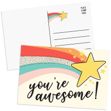 SWEETZER & ORANGE You Are Awesome Cards Postcards Pack (60 Greeting Notes) 4x6 Gratitude for Kids and Adults. Positive Affirmations Cards