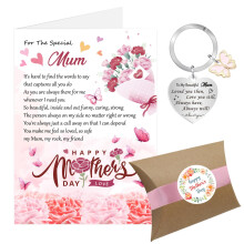 Mothers Day Card for Mum, Mothers Day Keyring Gifts for Mum, Mum Mothers Day Card from Daughter Son with Envelope