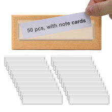 Label Holders Adhesive Shelf Tags - Fushing 50Pcs Clear Plastic Labels for Storage Bins with Name Label Badge Inserts