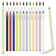 AUAUY 12 PCS Colored Inkless Pencil, Infinity Reusable Pencil for Writing Drawing with Extra 12 Color Replaceable Nib for Home Office School Supplies