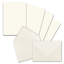 75x stationery sets DIN A5 with C6 envelopes - natural white - wet glue (white) - matt writing paper with envelopes -