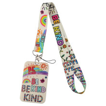 Autism Awareness Lanyard with Card Holder Cute Rainbow Neck Lanyard Strap for Keys ID Holder Name Tag for Kids Teachers Teens Women Men (Be Kind)