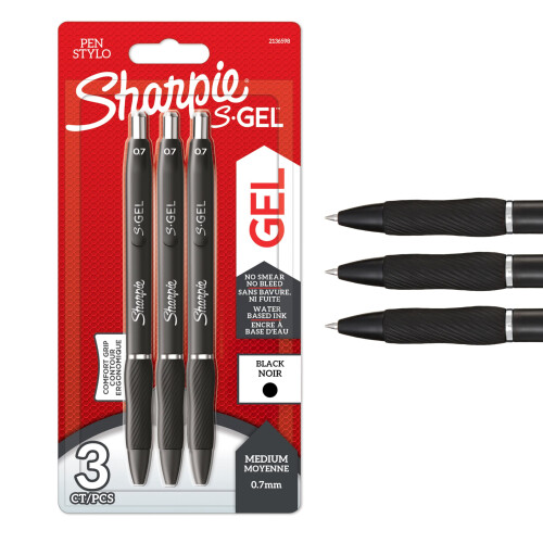 Sharpie Sharpie S-Gel | Gel Pens | Medium Point (0.7mm) | Black Ink | 3 Count