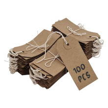 Swift Strung Tags Brown Reinforced Card Clothing Parcel Label String Hanging Gift Swing Tickets Kraft Hang Price Labelling 70mm x 35mm (Pack of 100)
