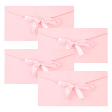 Tabanzhe Kraft Paper Envelopes - 4 Pack Retro Pink Money Cash Gift With Ribbons, Vintage Invitation Greeting Card for Handmade Invitations, Letters