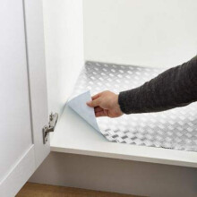 lakeland Self Adhesive Cut To Fit Metallic Shelf Liner 45cm W x 1.5m L – Industrial Look Wipe-Clean