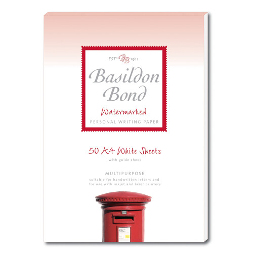 Basildon Bond Luxury Writing Pad with 50 Sheets - White, A4 (210 x 297mm)
