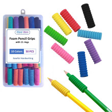 OSteed 50 Pcs Foam Soft Pencil Grips of 11 Rings for Children Handwriting without Tears, School Classroom Essentials