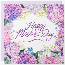 Mothers Day Card for Mum from Daughter and Son / Square Mother's Day Card with Flowers Vintage Pattern