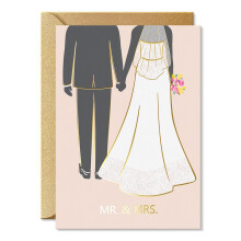 SWEETZER & ORANGE Wedding Greeting Card – Gold Foil Detailing Thick Stock Luxury Card – Modern Wedding with Gold Kraft Envelope & Sticker