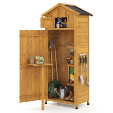 Gartenschrank aus Holz mit abschließbarer Scheunentür und Regalböden