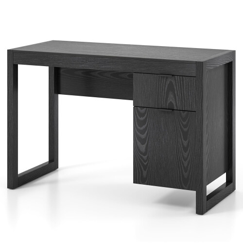 Zwart computerbureau met opbergkast, 112 cm 1