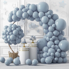 Globos de látex azul empolvado, 129 unidades, 18, 12, 10, 5 pulgadas