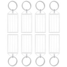Uniclife 20 Pieces Key Tags 5 cm Plastic Key Chain Tags with Ruled Blank Paper Labels Transparent Covers and Split Rings Sturdy Item Identifiers