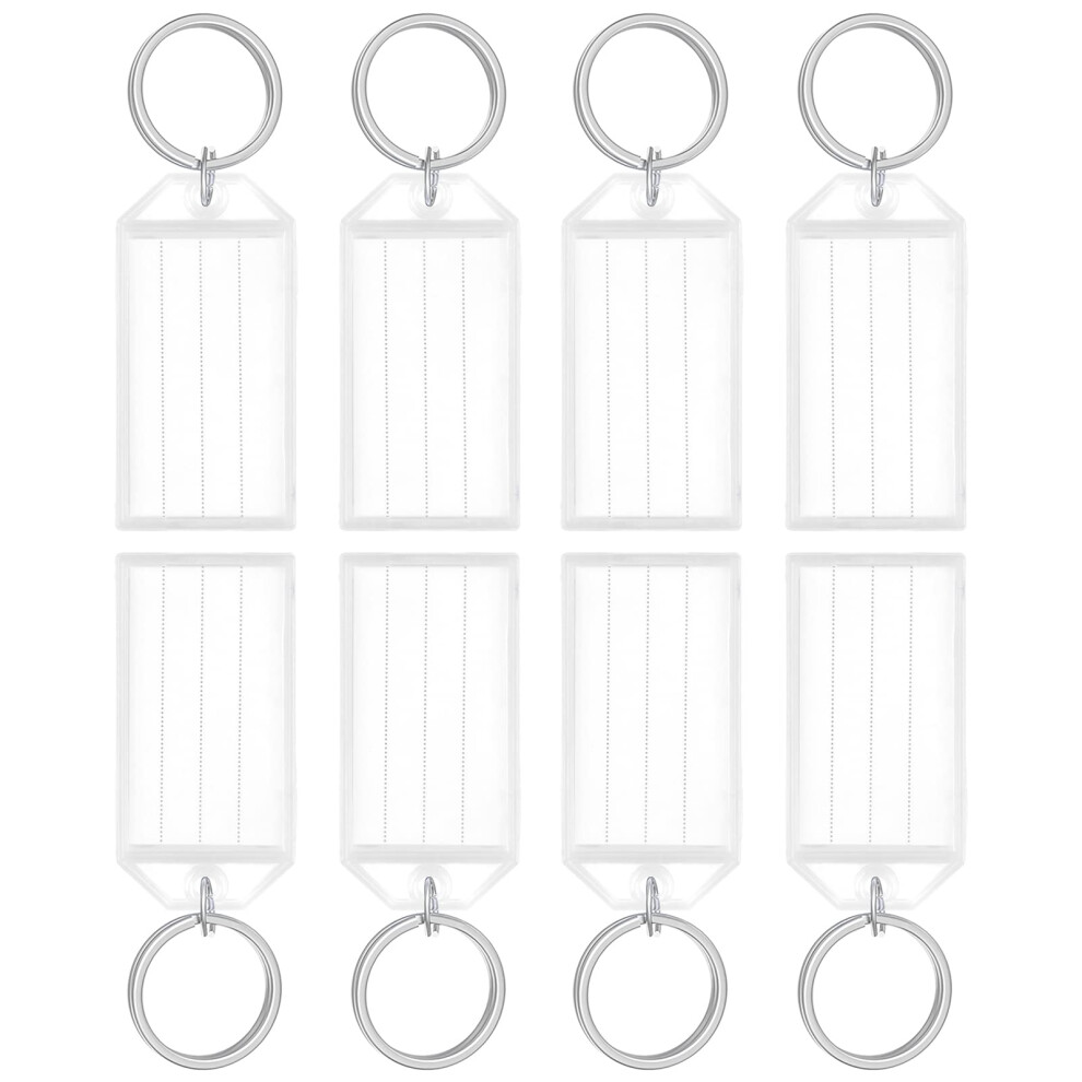 Uniclife 20 Pieces Key Tags 5 Cm Plastic Key Chain Tags With Ruled Blank Paper Labels Transparent Covers And Split Rings Sturdy Item Identifiers 5051227210227