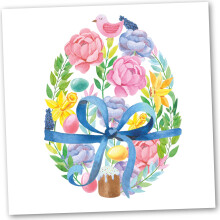 Easter Card. Floral Egg Design with Matching Envelope. 150x150mm. Ecofriendly. Blank Inside. Printed and Packed in UK.
