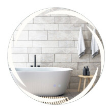 Runder LED-Badezimmerspiegel, 80 cm Durchmesser, gehärtetes Glas, beschlagfrei