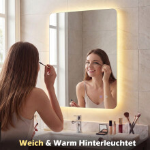 LED-Badezimmerspiegel, 80 x 60 cm, beschlagfrei, verstellbare Beleuchtung