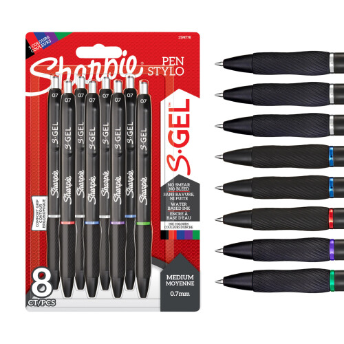 Sharpie Sharpie S-Gel | Gel Pens | Medium Point (0.7mm) | Assorted Ink Colours | 8 Count