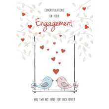 Piccadilly Greetings Modern Engagement Card Engagement - 7 x 5 inches,white red pink blue