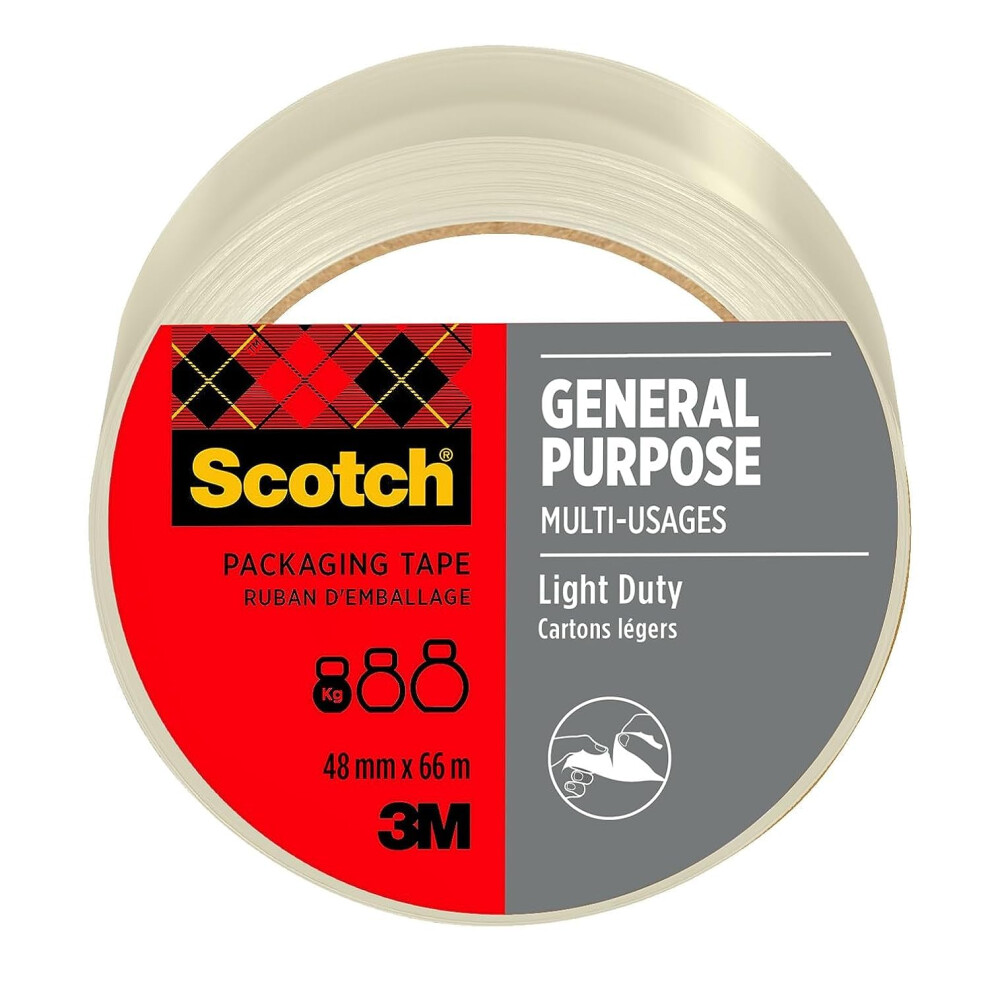 Scotch General Purpose Tape Transparent 48 Mm X 66 M 1 Roll/Pack - Ideal For Packing Boxes And Parcels