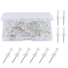 HXMJIED 120 Clear Push Pins, Drawing Pins with Storage Box, Heavy Duty Transparent Thumb Tacks for Pinboard Map Mark Bulletin Board Notice Board