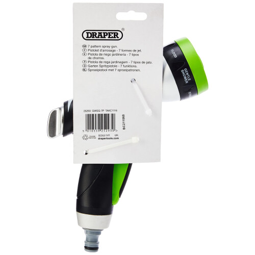 Draper Draper 7 Pattern Hose Pipe Spray Gun | Garden Hose Nozzle | Watering Tool | Lockable Trigger | Universal Connector | 25293 1