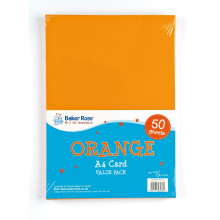 Baker Ross A4 Orange Coloured Card (Pack of 50, 220gsm) For Crafting, Printing Activities Arts & Crafts Room Essential EV871