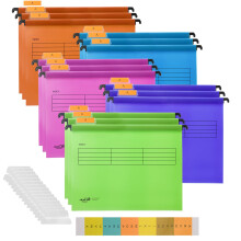 Hiziwimi 15Pcs PP Material Filing Cabinet Suspension Files A4, Hanging Files for Filing Cabinet with Tabs and Inserts, A4 Hanging File for Office Sch