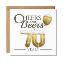 Maise & Rose 70th Birhday Card For Him | Mens 70th Birthday Card | Friends 70th Birthday Card | Cheers and Beers to 70 Years | P188