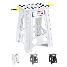 HOUSE DAY 17 inch Tall Folding Step Stool for Adult - Large Heavy Duty Plastic Folding Step,Space Saving Folding Stool,Lightweight Step Stool,Easy