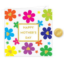 Mothers Day Card for Mum | Gold Foiling with Floral Petal Design, Embossed Sticker & Envelope | Happy Mother’s Day Card from Son or Daughter