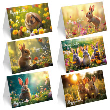 Happy Easter Cards Multipack with Envelopes, 12 Pcs Easter Greeting Cards, Easter Egg Floral Bunny Note Cards for Kids and Family
