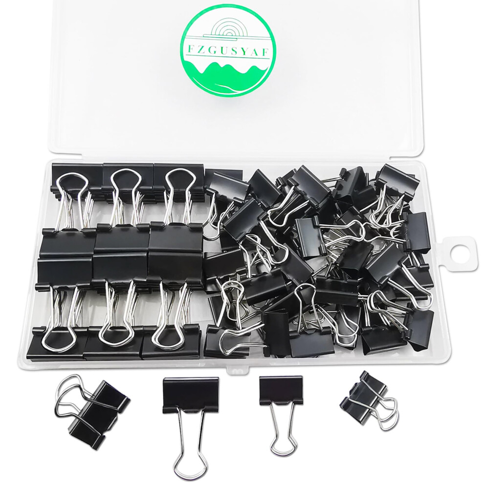 Fzgusyaf 72Pcs Binder Clips Black Foldback Clips Metal Bulldog Clips Paper Clamps 15Mm, 19Mm For Office School Home 5051227192134